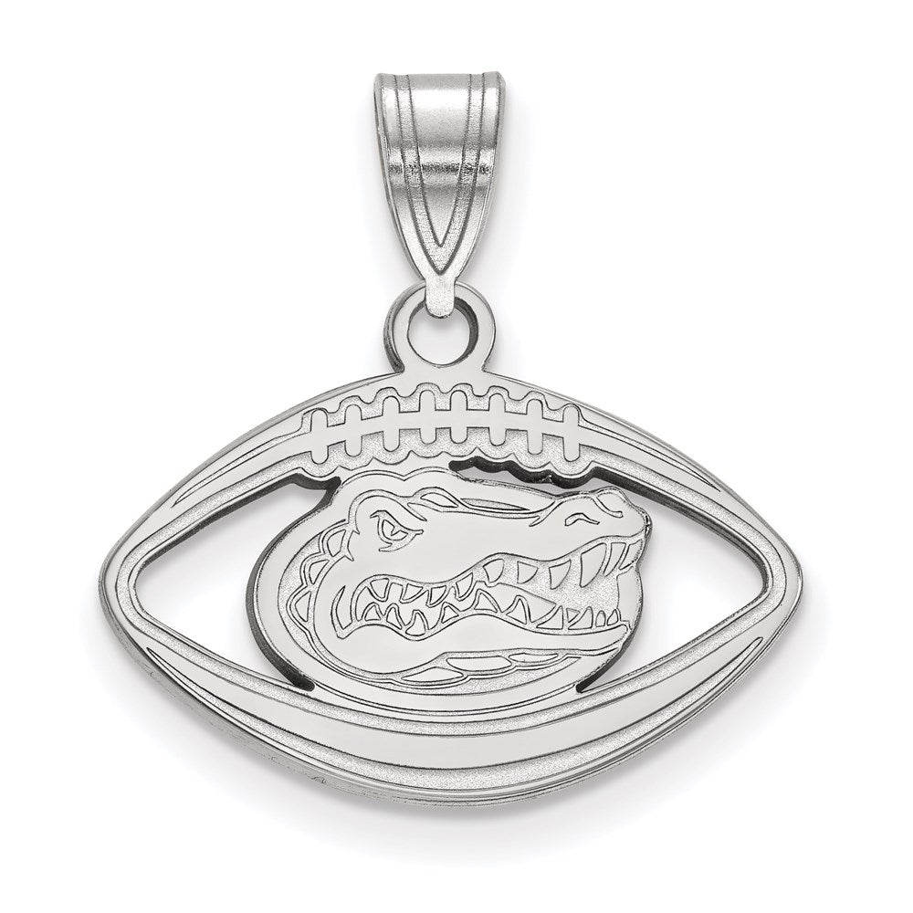 Sterling Silver Rhodium-plated LogoArt University of Florida Gator Football Pendant