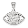 Sterling Silver Rhodium-plated LogoArt University of Florida Gator Football Pendant
