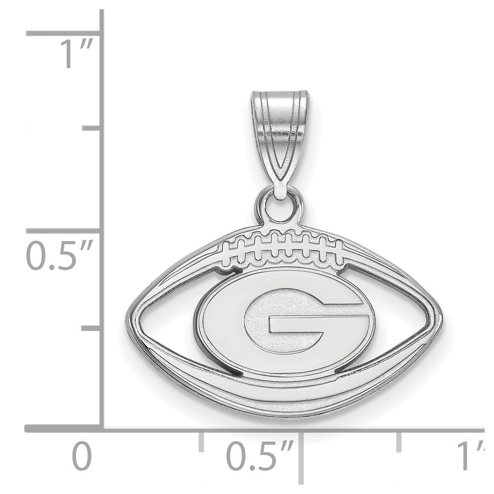Sterling Silver Rhodium-plated LogoArt University of Georgia Letter G Football Pendant