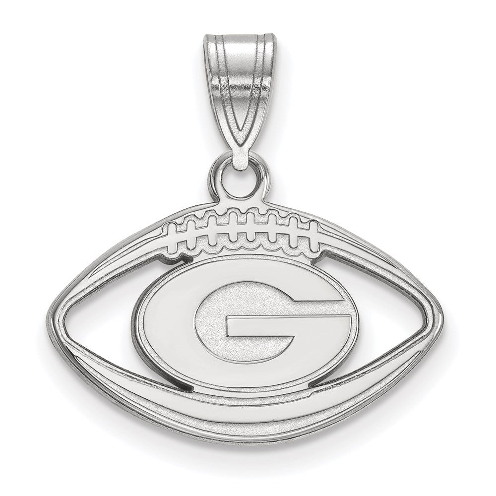 Sterling Silver Rhodium-plated LogoArt University of Georgia Letter G Football Pendant