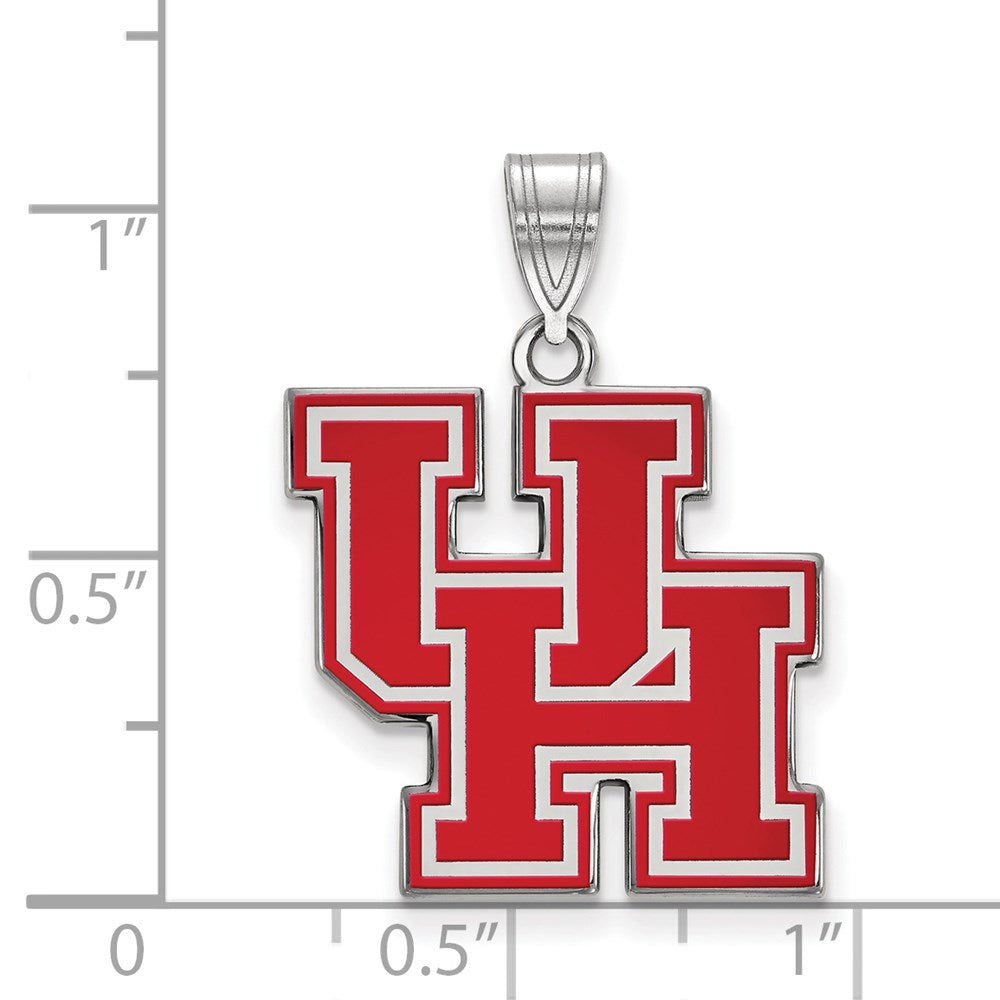 Sterling Silver Rhodium-plated LogoArt University of Houston U-H Large Enameled Pendant