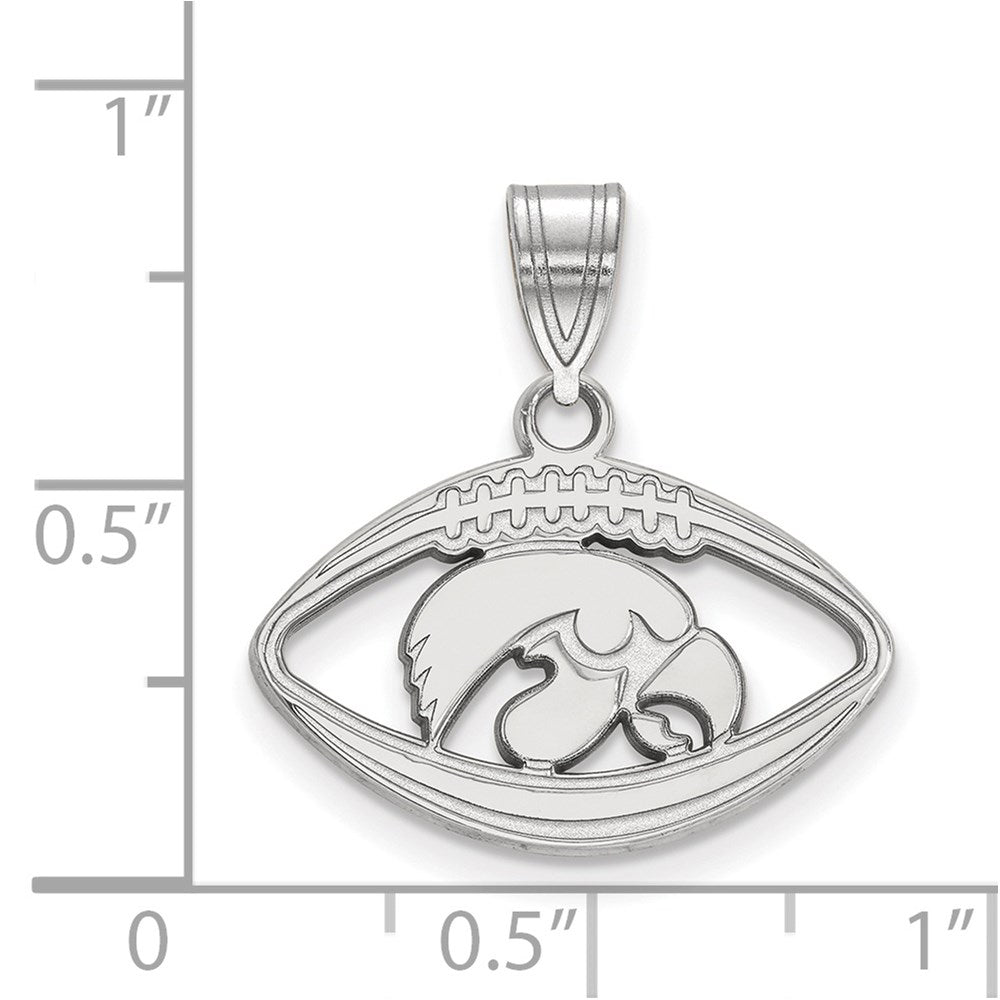 Sterling Silver Rhodium-plated LogoArt University of Iowa Hawk Football Pendant