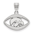 Sterling Silver Rhodium-plated LogoArt University of Iowa Hawk Football Pendant
