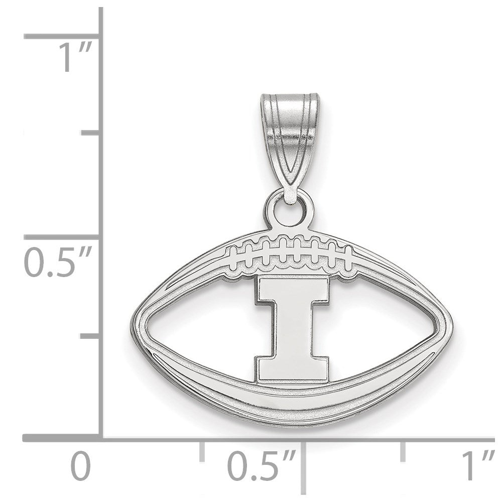 Sterling Silver Rhodium-plated LogoArt University of Illinois Letter I Football Pendant