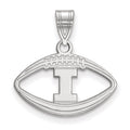 Sterling Silver Rhodium-plated LogoArt University of Illinois Letter I Football Pendant