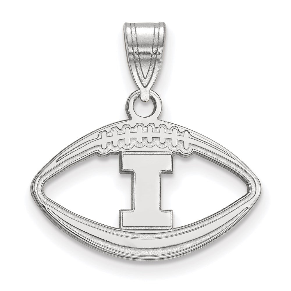 Sterling Silver Rhodium-plated LogoArt University of Illinois Letter I Football Pendant