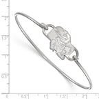 Sterling Silver Rhodium-plated LogoArt University of Kansas Jayhawk Small Center 7 inch Wire Bangle