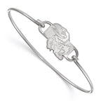 Sterling Silver Rhodium-plated LogoArt University of Kansas Jayhawk Small Center 7 inch Wire Bangle