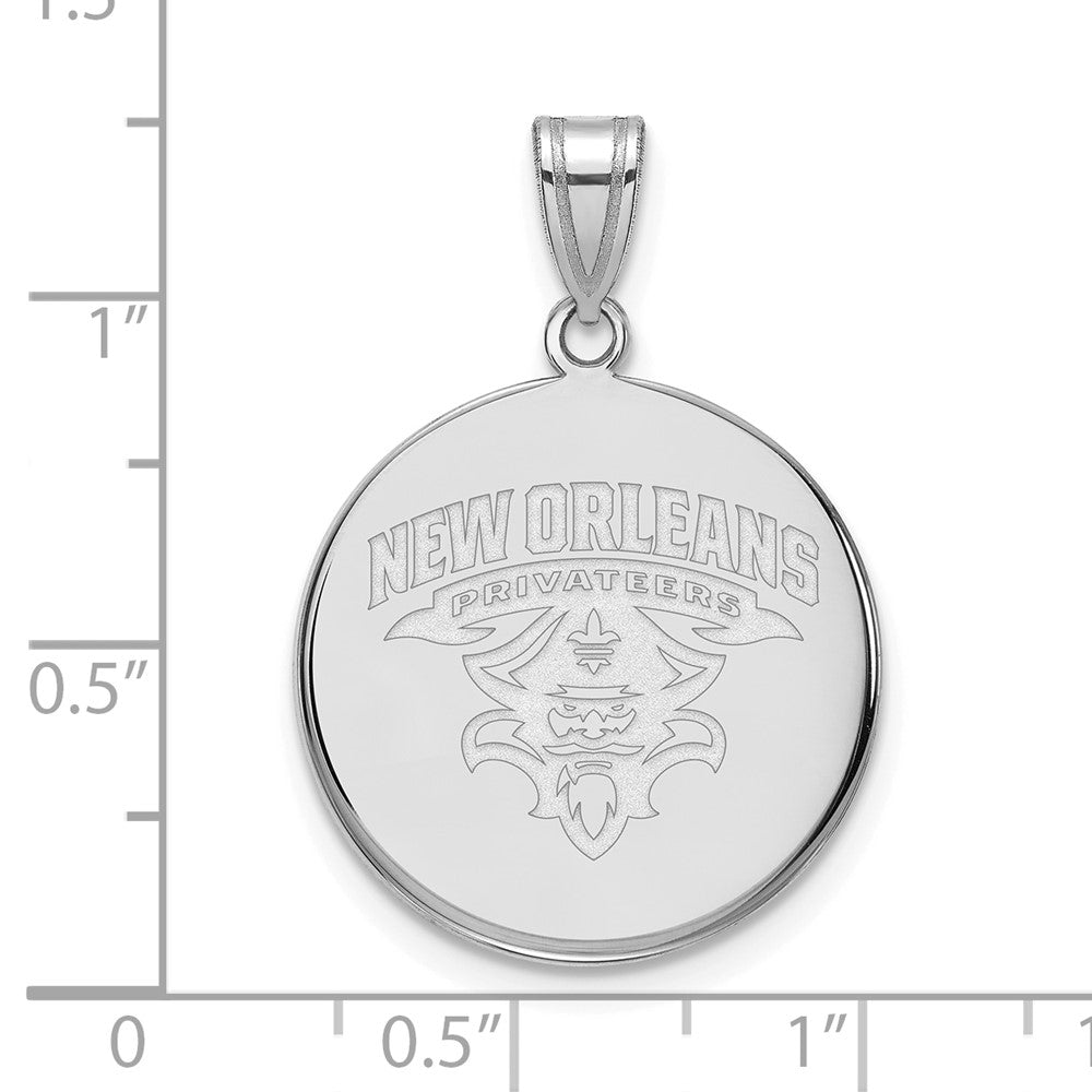 10k White Gold LogoArt University of New Orleans U-N-O Large Disc Pendant