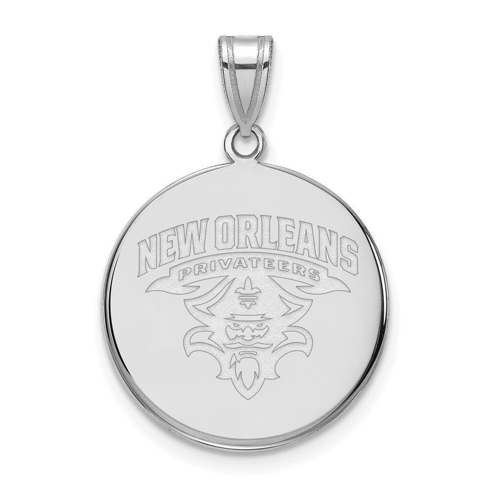 10k White Gold LogoArt University of New Orleans U-N-O Large Disc Pendant