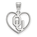 Sterling Silver Rhodium-plated LogoArt University of Oklahoma O-U Heart Pendant