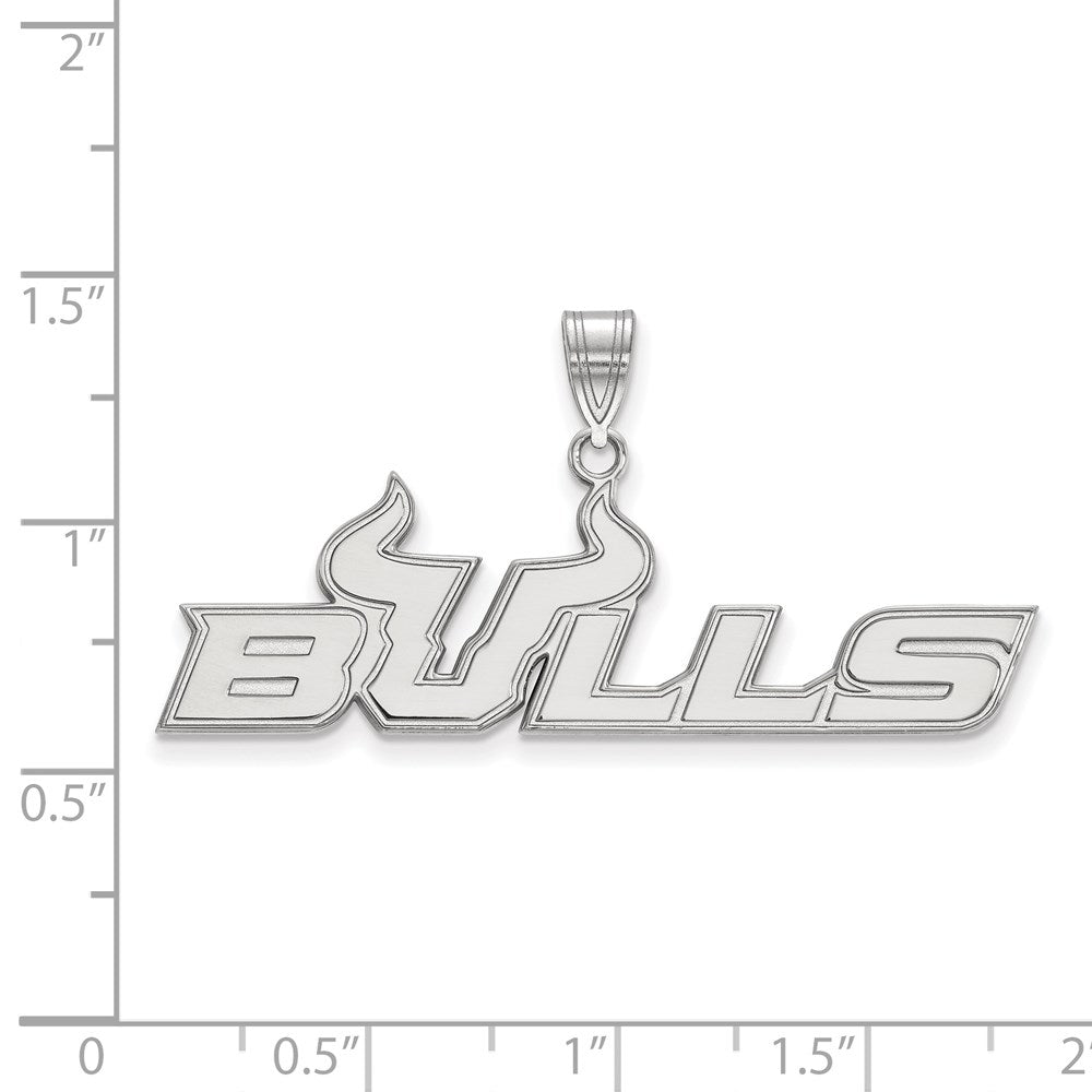 Sterling Silver Rhodium-plated LogoArt University of South Florida Bulls Large Pendant