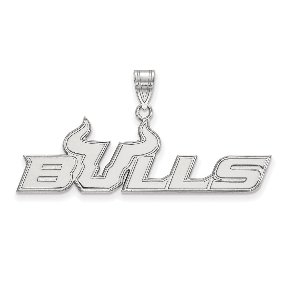 Sterling Silver Rhodium-plated LogoArt University of South Florida Bulls Large Pendant