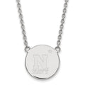 Sterling Silver Rhodium-plated LogoArt US Naval Academy Large Disc Pendant 18 inch Necklace