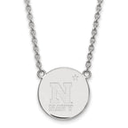 Sterling Silver Rhodium-plated LogoArt US Naval Academy Large Disc Pendant 18 inch Necklace