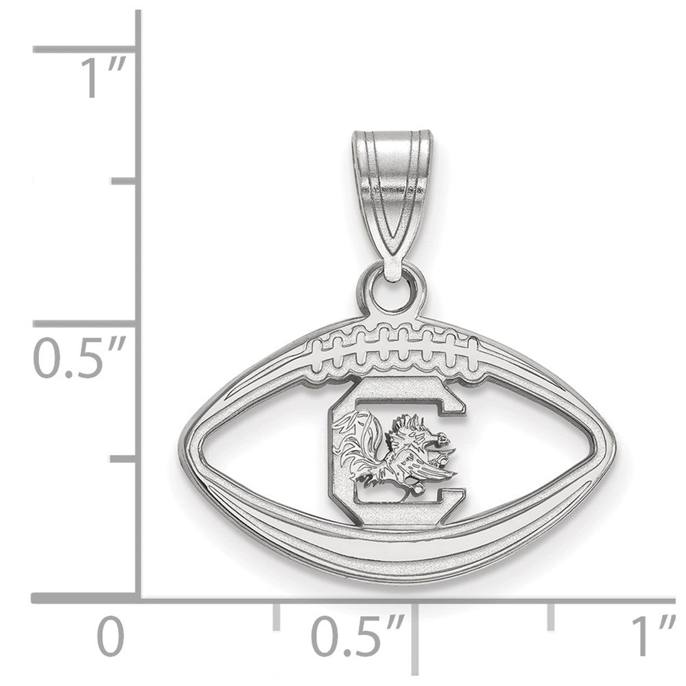 Sterling Silver Rhodium-plated LogoArt University of South Carolina Football Pendant