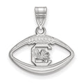 Sterling Silver Rhodium-plated LogoArt University of South Carolina Football Pendant