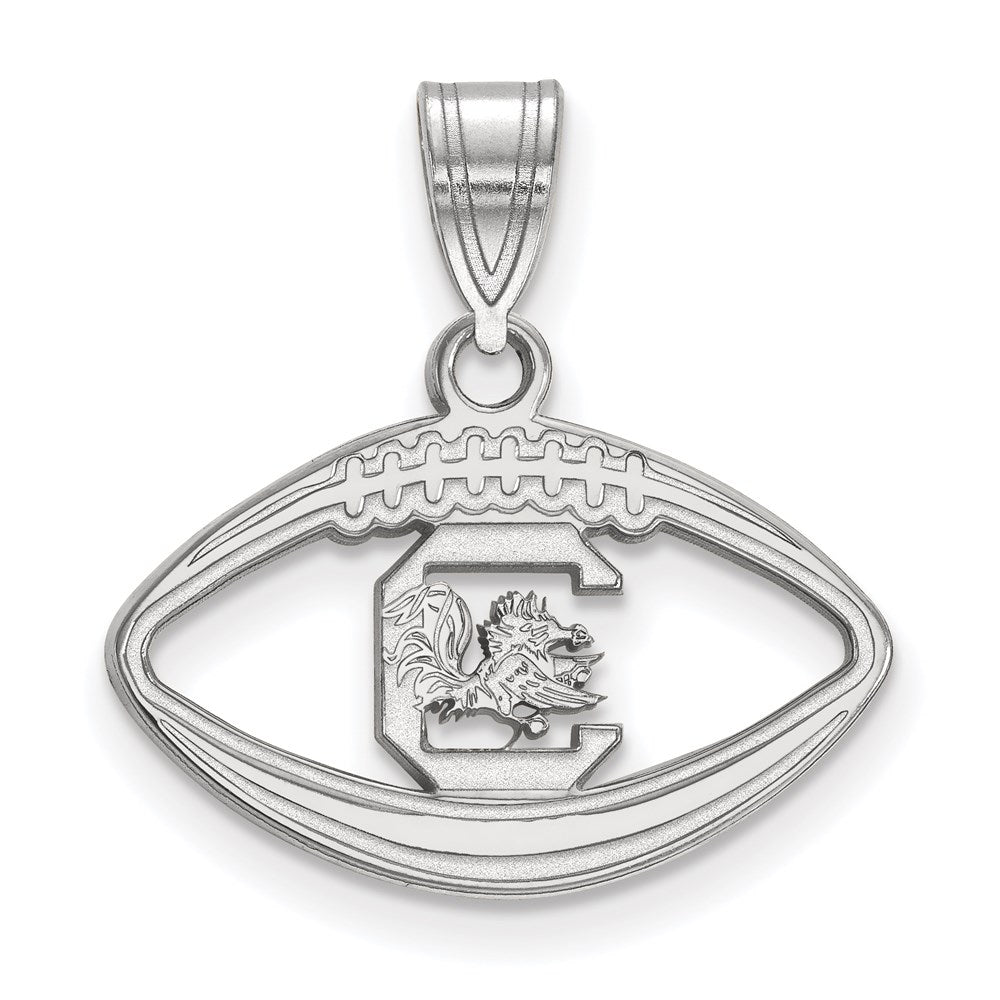 Sterling Silver Rhodium-plated LogoArt University of South Carolina Football Pendant