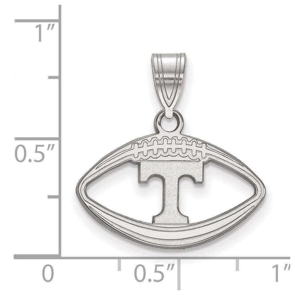 Sterling Silver Rhodium-plated LogoArt University of Tennessee Letter T Football Pendant