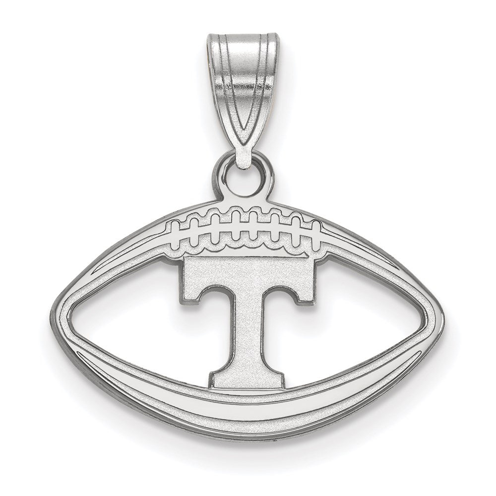 Sterling Silver Rhodium-plated LogoArt University of Tennessee Letter T Football Pendant