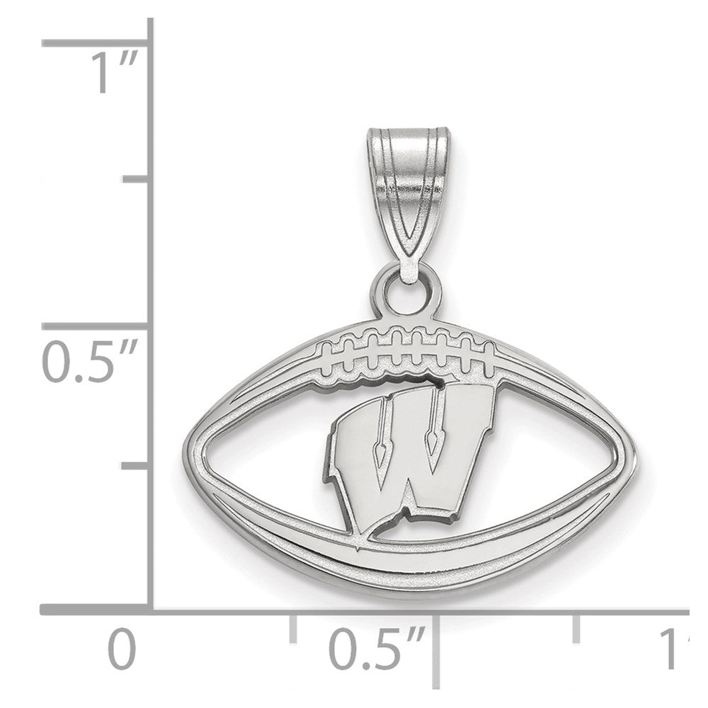 Sterling Silver Rhodium-plated LogoArt University of Wisconsin Football Pendant