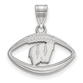 Sterling Silver Rhodium-plated LogoArt University of Wisconsin Football Pendant