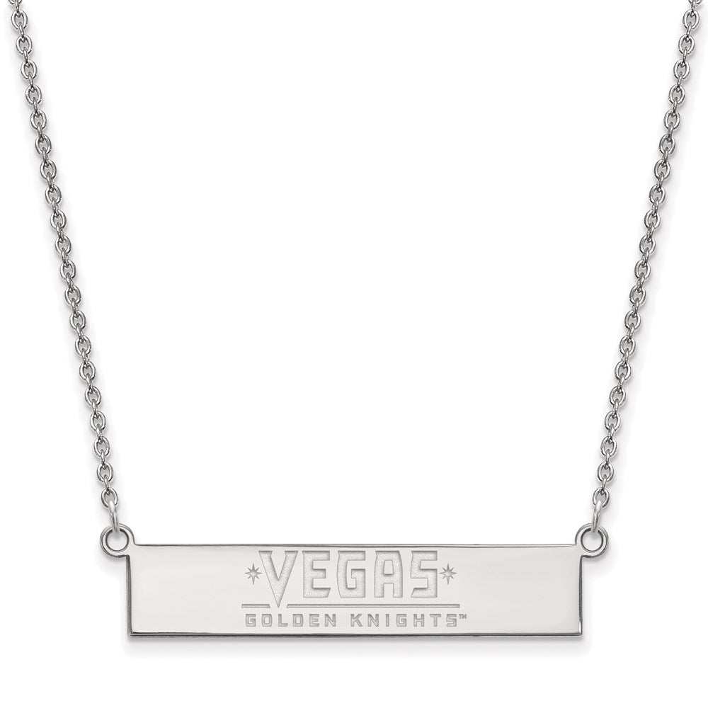 Sterling Silver Rhodium-plated NHL LogoArt NHL Vegas Golden Knights Small Bar 18 inch Necklace