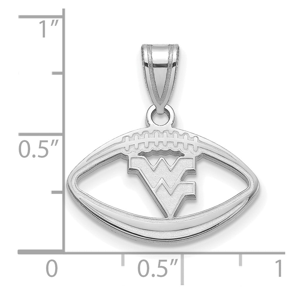 Sterling Silver Rhodium-plated LogoArt West Virginia University W-V Football Pendant
