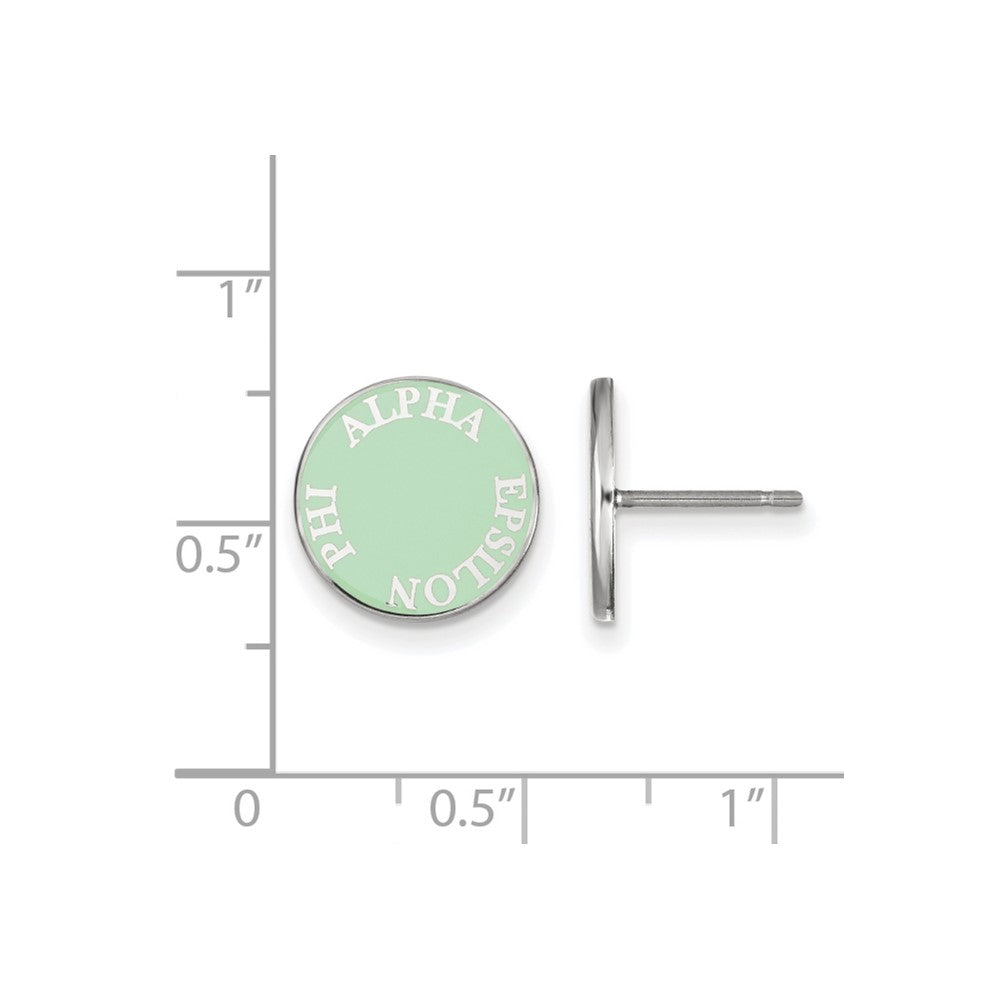 Sterling Silver Rhodium-plated LogoArt Alpha Epsilon Phi Sorority Text Color Enamel Post Earrings