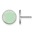 Sterling Silver Rhodium-plated LogoArt Alpha Epsilon Phi Sorority Text Color Enamel Post Earrings