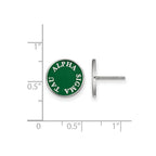Sterling Silver Rhodium-plated LogoArt Alpha Sigma Tau Sorority Text Color Enamel Post Earrings