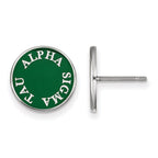 Sterling Silver Rhodium-plated LogoArt Alpha Sigma Tau Sorority Text Color Enamel Post Earrings