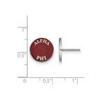 Sterling Silver Rhodium-plated LogoArt Alpha Phi Sorority Text Color Enamel Post Earrings