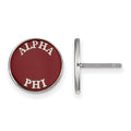 Sterling Silver Rhodium-plated LogoArt Alpha Phi Sorority Text Color Enamel Post Earrings