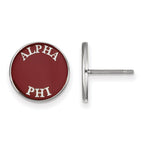 Sterling Silver Rhodium-plated LogoArt Alpha Phi Sorority Text Color Enamel Post Earrings