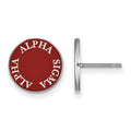 Sterling Silver Rhodium-plated LogoArt Alpha Sigma Alpha Sorority Text Color Enamel Post Earrings