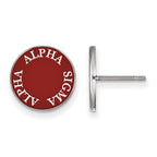 Sterling Silver Rhodium-plated LogoArt Alpha Sigma Alpha Sorority Text Color Enamel Post Earrings