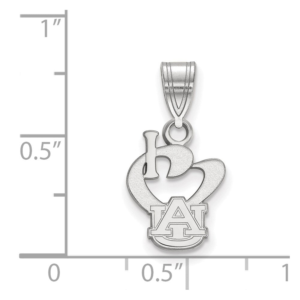 Sterling Silver Rhodium-plated LogoArt Auburn University Small I Heart A-U Pendant
