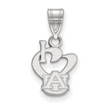 Sterling Silver Rhodium-plated LogoArt Auburn University Small I Heart A-U Pendant