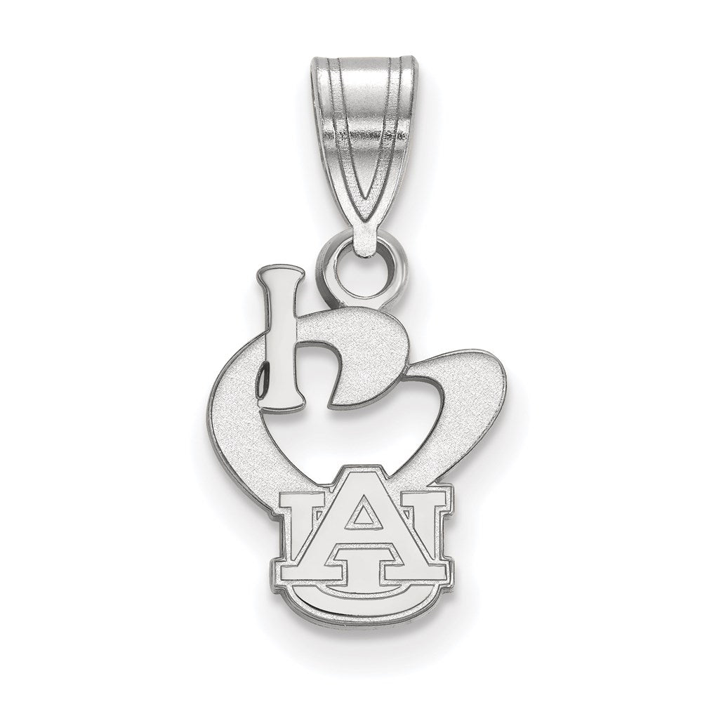 Sterling Silver Rhodium-plated LogoArt Auburn University Small I Heart A-U Pendant