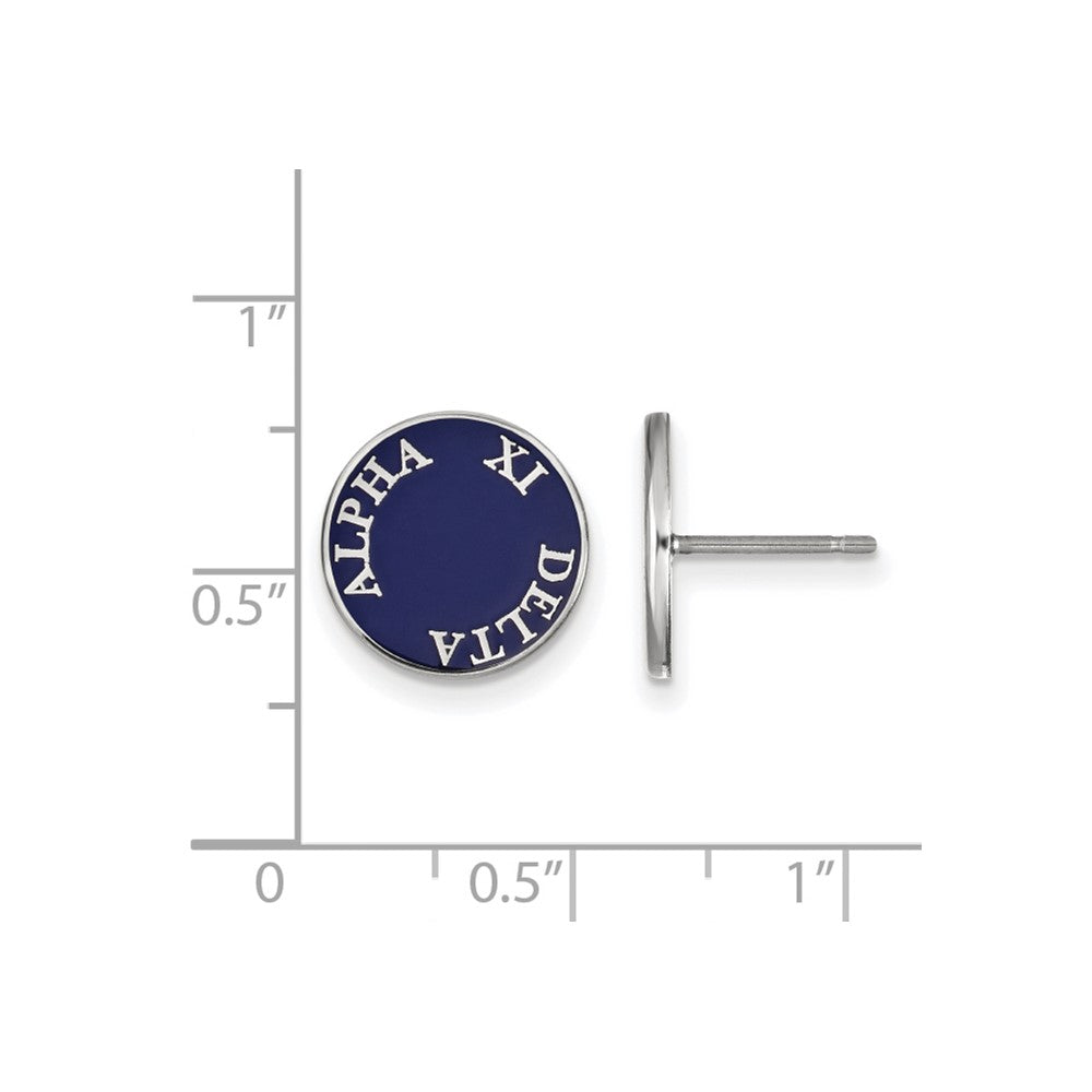 Sterling Silver Rhodium-plated LogoArt Alpha Xi Delta Sorority Text Color Enamel Post Earrings