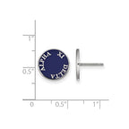 Sterling Silver Rhodium-plated LogoArt Alpha Xi Delta Sorority Text Color Enamel Post Earrings