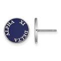 Sterling Silver Rhodium-plated LogoArt Alpha Xi Delta Sorority Text Color Enamel Post Earrings