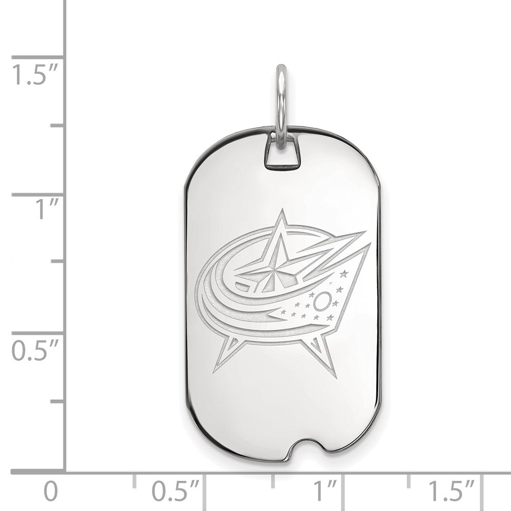 Sterling Silver Rhodium-plated NHL LogoArt Columbus Blue Jackets Small Dog Tag Pendant
