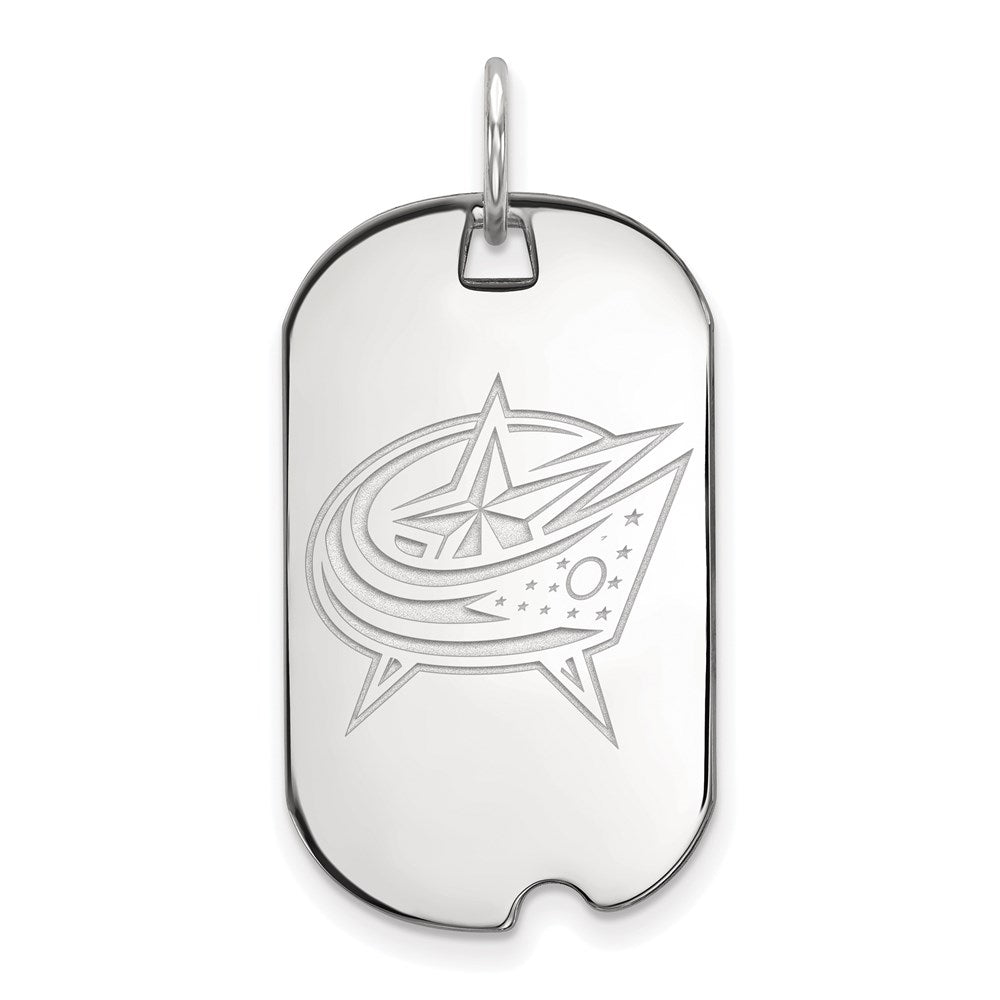 Sterling Silver Rhodium-plated NHL LogoArt Columbus Blue Jackets Small Dog Tag Pendant