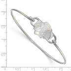 Sterling Silver Rhodium-plated NHL LogoArt Chicago Blackhawks Small Center 7 inch Wire Bangle