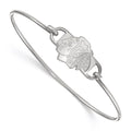 Sterling Silver Rhodium-plated NHL LogoArt Chicago Blackhawks Small Center 7 inch Wire Bangle