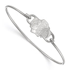 Sterling Silver Rhodium-plated NHL LogoArt Chicago Blackhawks Small Center 7 inch Wire Bangle
