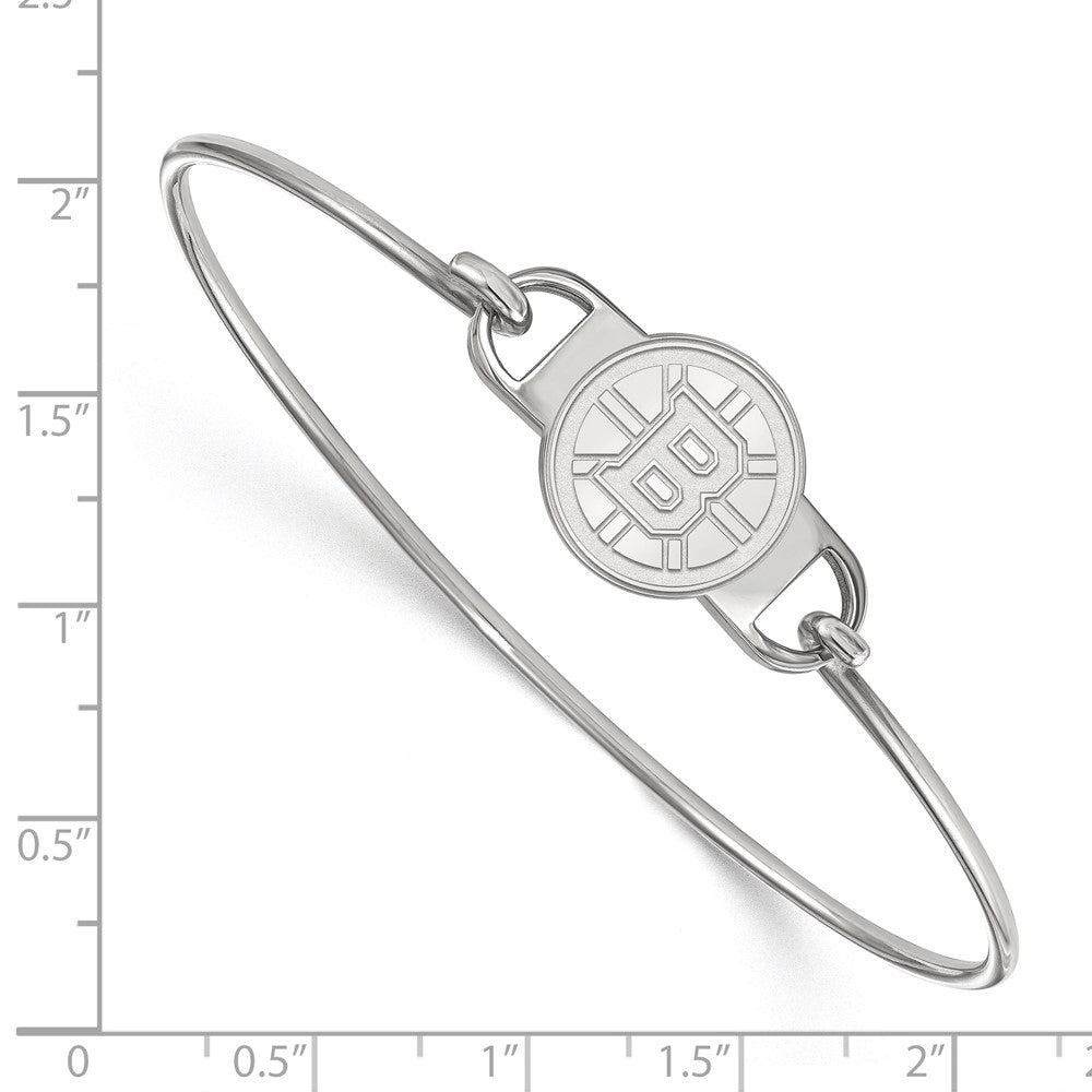 Sterling Silver Rhodium-plated NHL LogoArt Boston Bruins Small Center 7 inch Wire Bangle