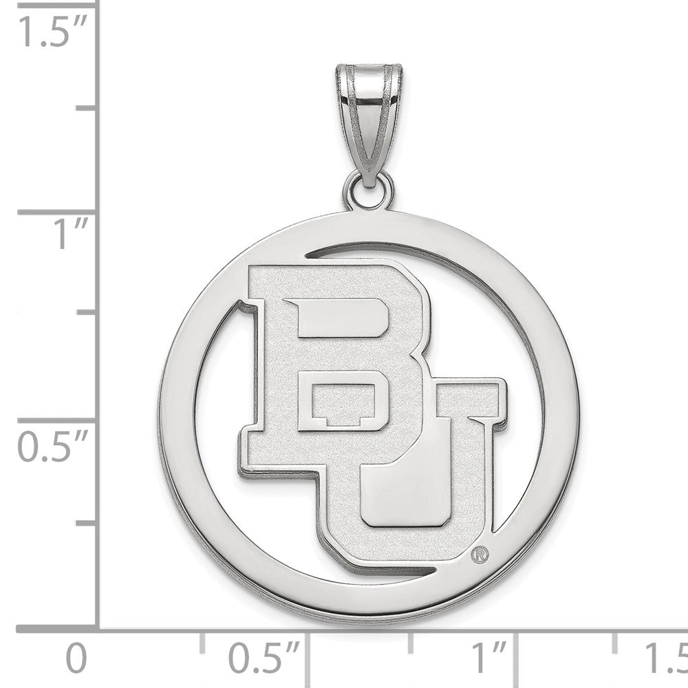 Sterling Silver Rhodium-plated LogoArt Baylor University Bears Extra Large Circle Pendant